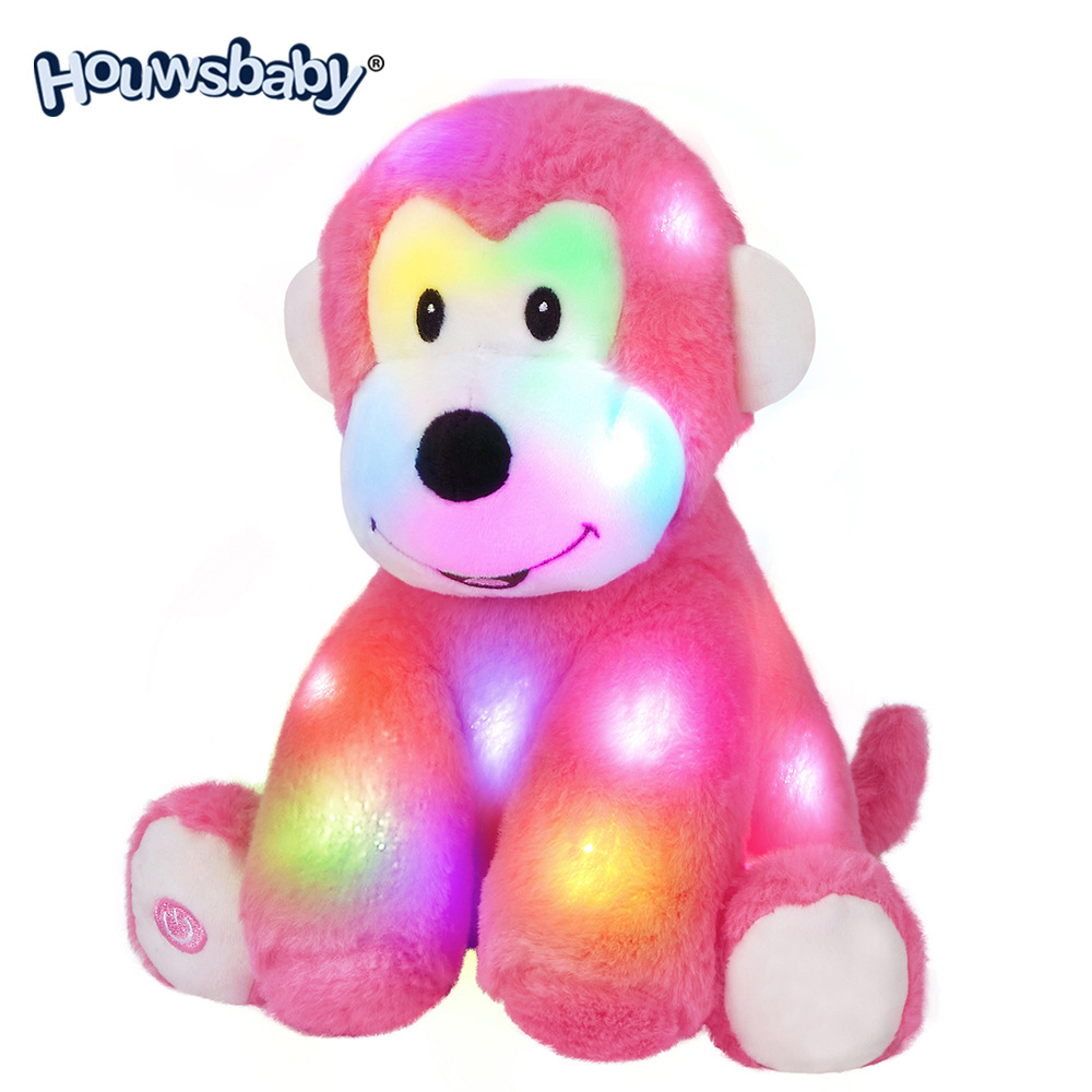 跨境电商专卖亚马逊新品发光粉色猴子25厘米批发礼物
