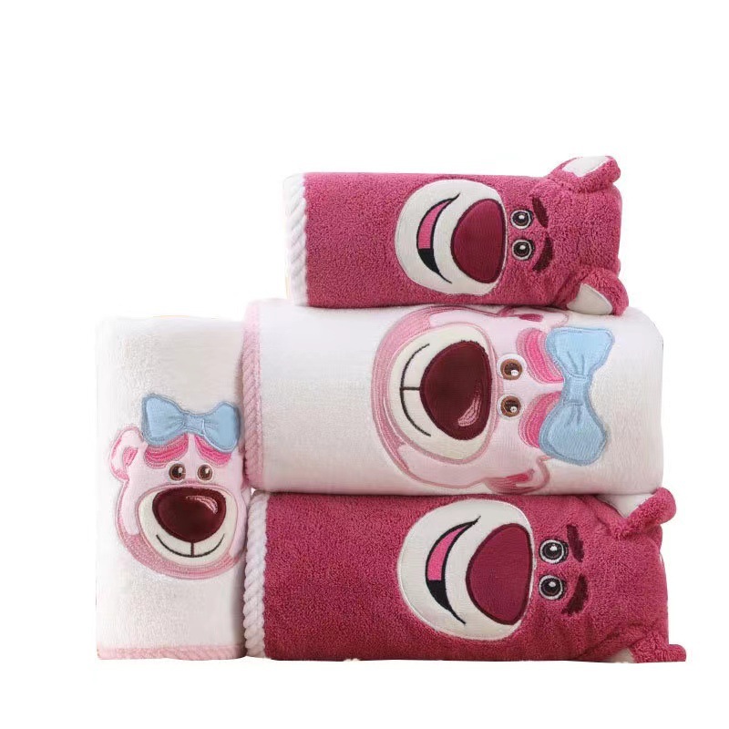 Strawberry Bear Towels Coral Fleece Suit Cartoon Embroidery Bath Towel Children Thickened Absorbent Soft Wholesale