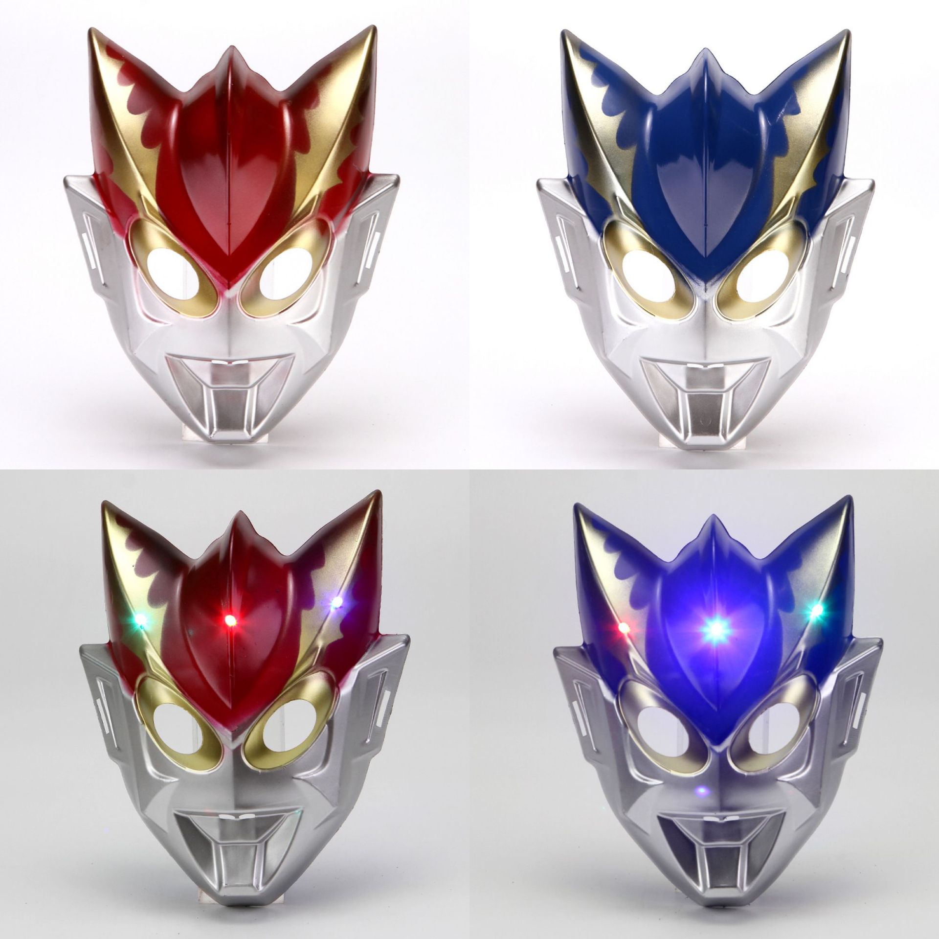 万圣节儿童节罗布超人英雄面具化妆舞会假面道具 奥特曼面具发光