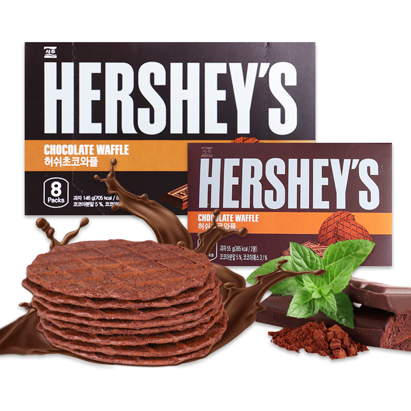韩国进口hersheys浓厚巧克力瓦夫饼干146g华夫松饼薄脆一箱15盒