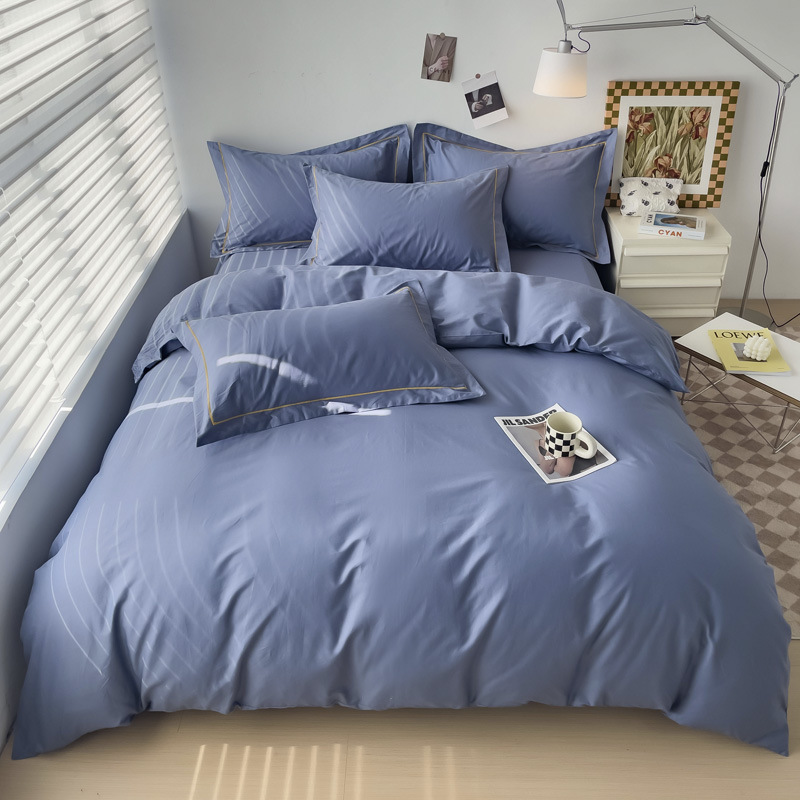 现货定制纯色全棉四件套被套简约纯棉学生宿舍三件套单品床上用品