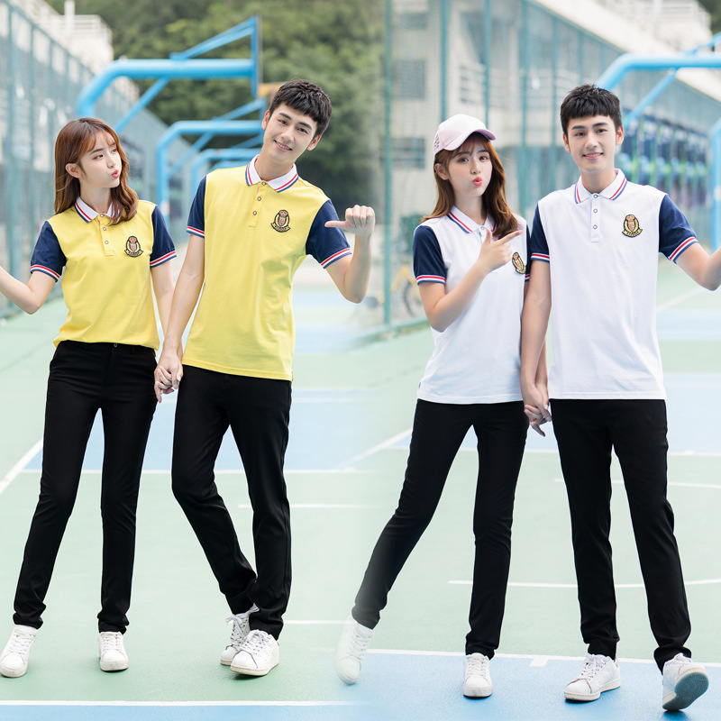 校服套装学院风polo衫短袖男女大学生夏天初高中学生毕业季服装女