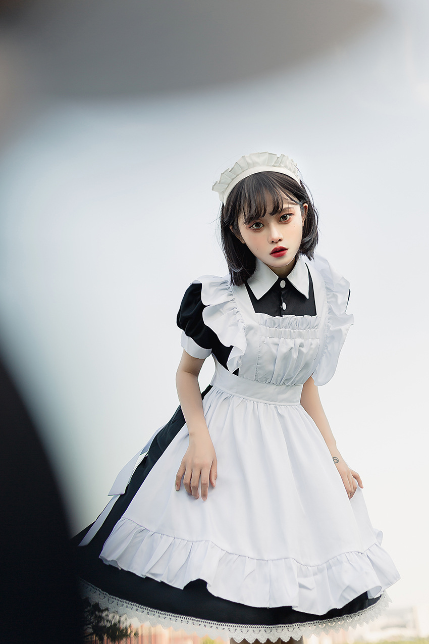 女仆装cosplay 餐厅咖啡厅工作服长裙黑白女佣装聚会派对一件代发