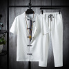 summer Borneol Short sleeved shirt suit Chinese style leisure time Retro Large Kungfu shirt Tang costume man Two piece set summer Borneol Short sleeved shirt suit Chinese style leisure time Retro Large Kungfu shirt Tang costume man Two piece set