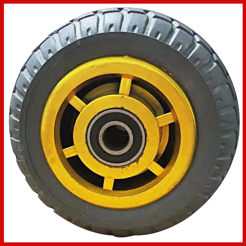 6寸实心重型静音单轮4寸5寸8寸手推车平板车脚轮减震橡胶拖车轮子