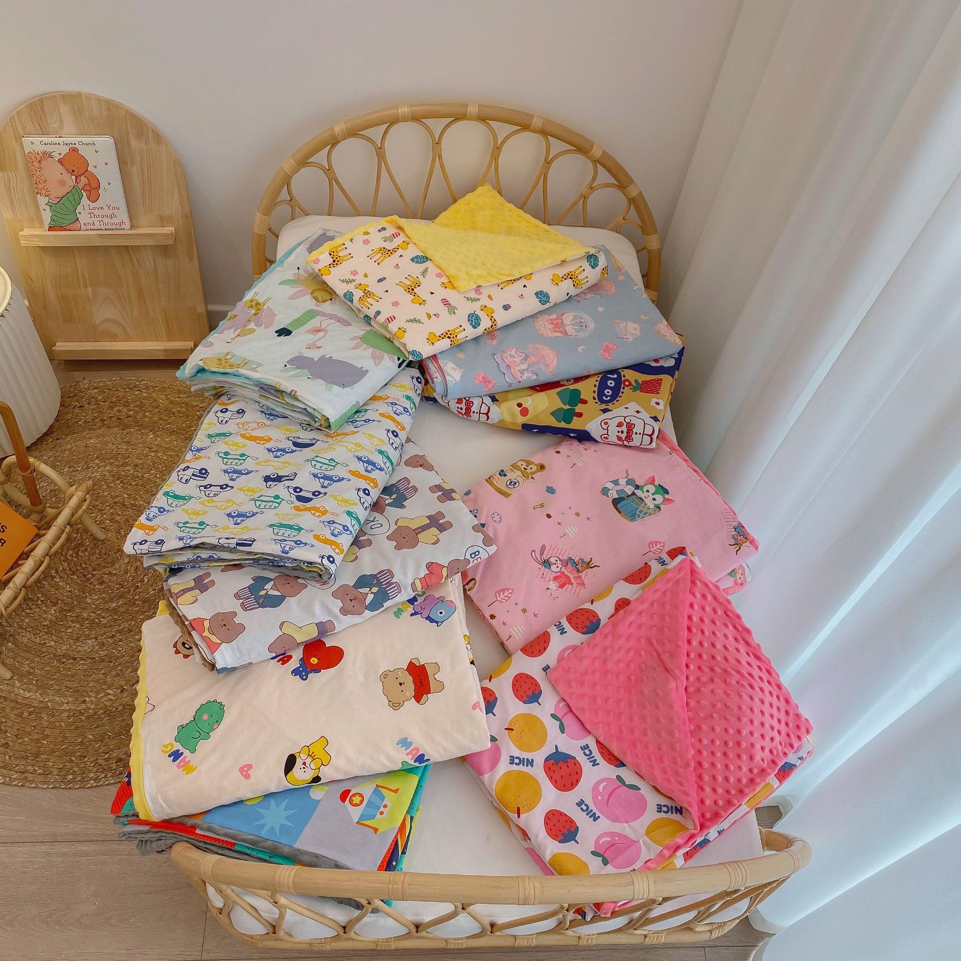 全棉卡通儿童四季被套豆豆毯婴幼儿纯棉安抚豆豆毯午睡抱毯被盖毯