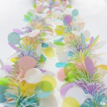 紫琳跨境亚马逊场景布置拉花2米彩色圆片毛条 复活节派对装饰彩条