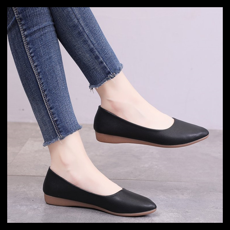 Women's Work Shoes Soft Bottom Comfortable Work for a Long Time and Don't Feel Tired. Black Professional Leather Shoes Shoes for Air Hostesses Hotel Interview Pumps