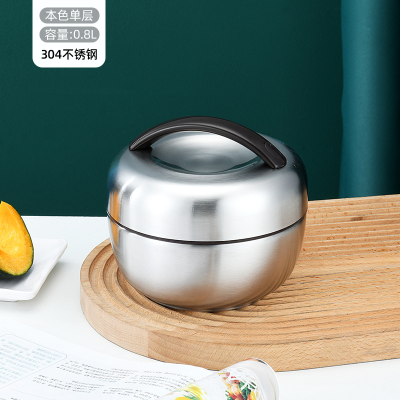 304不锈钢真空保温饭盒 双层隔热餐盒便捷式苹果便当盒礼品可logo