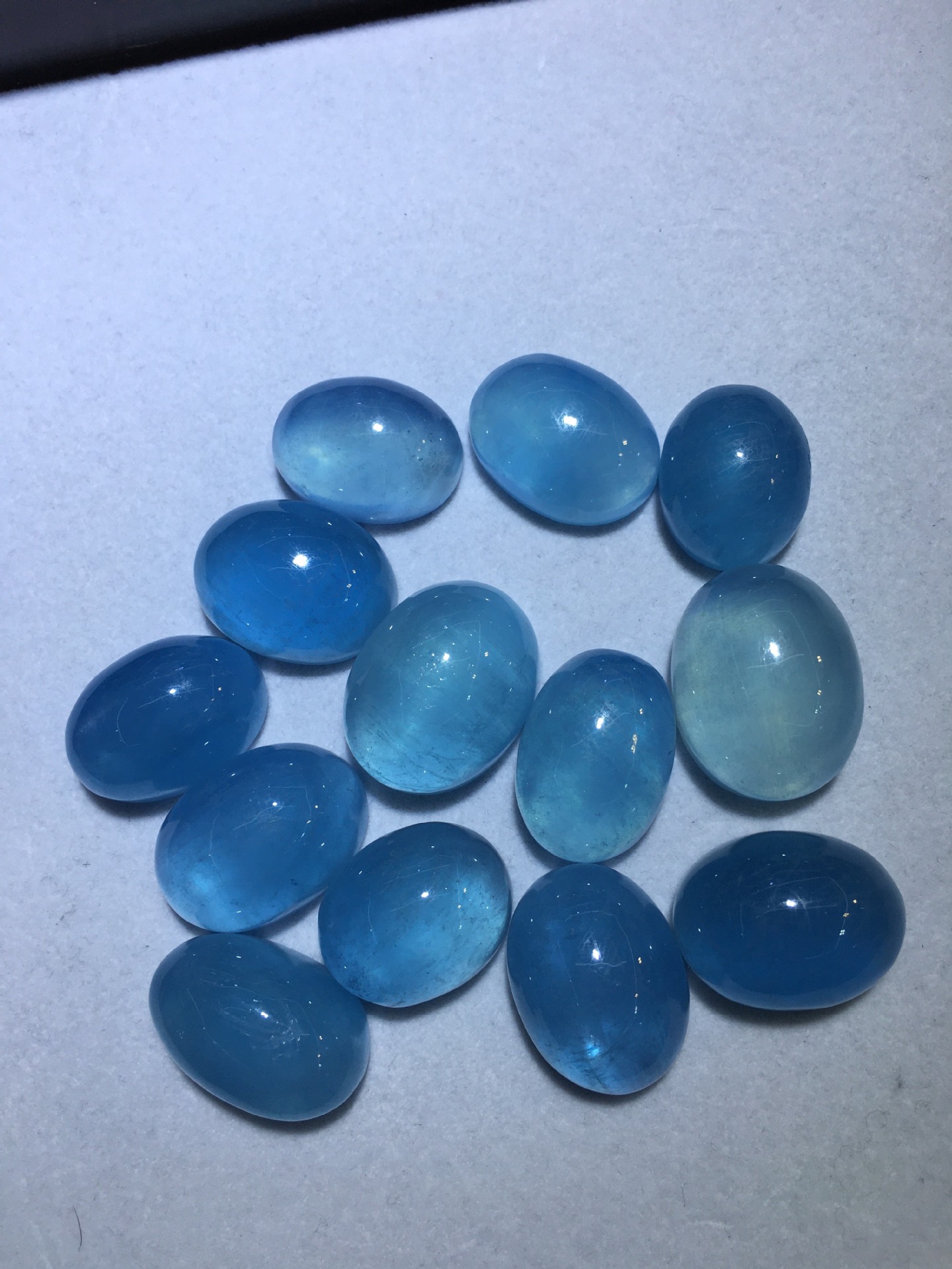 冰蓝级海蓝宝裸石大个头戒面蛋面女款蓝色水晶礼物冰透海水蓝