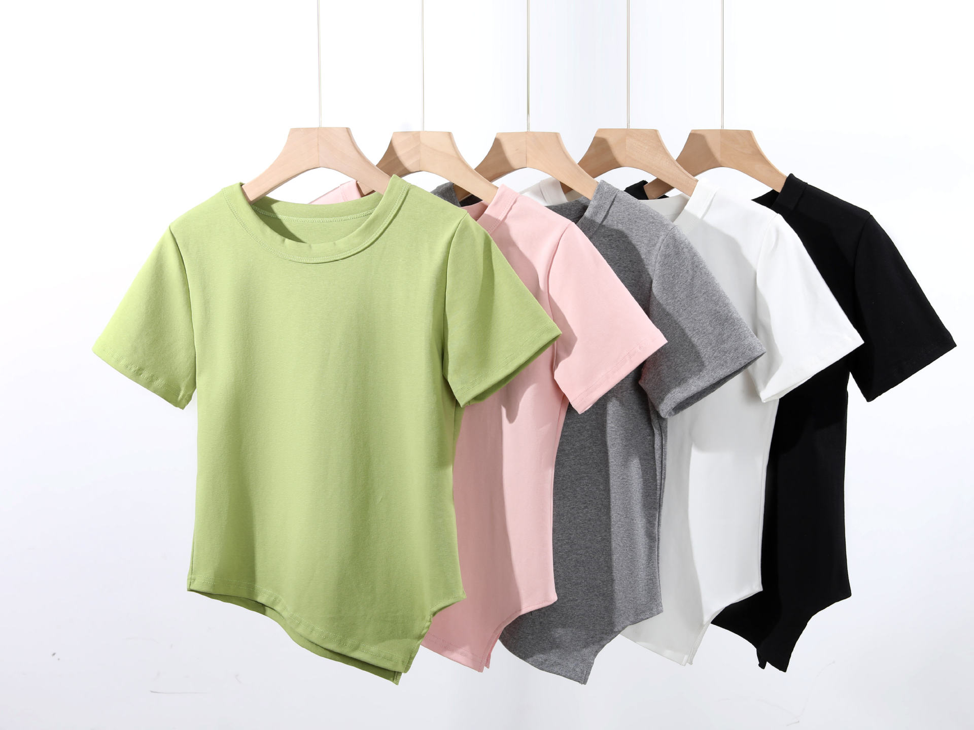 super soft and comfortable close-fitting 260g 1 × 1 thread cloth short women‘s t-shirt