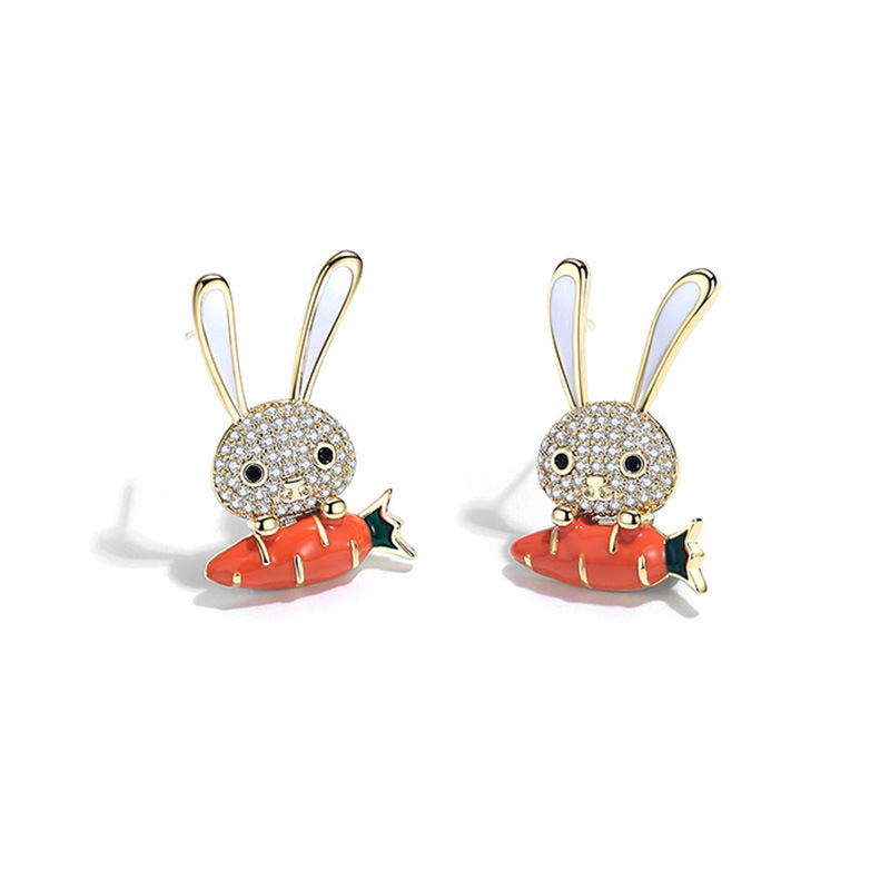 Korean Style Korean Style Sterling Silver Needle Rabbit Stud Earrings Cute Earrings Creative Japanese Summer Fresh Earrings Rabbit Stud Earrings