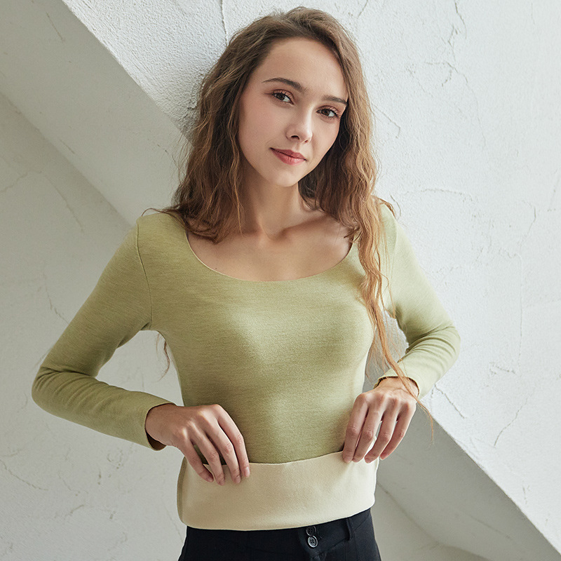 双面绒保暖内衣女内穿肉色单件上衣紧身秋冬季学生秋衣女打底衫厂