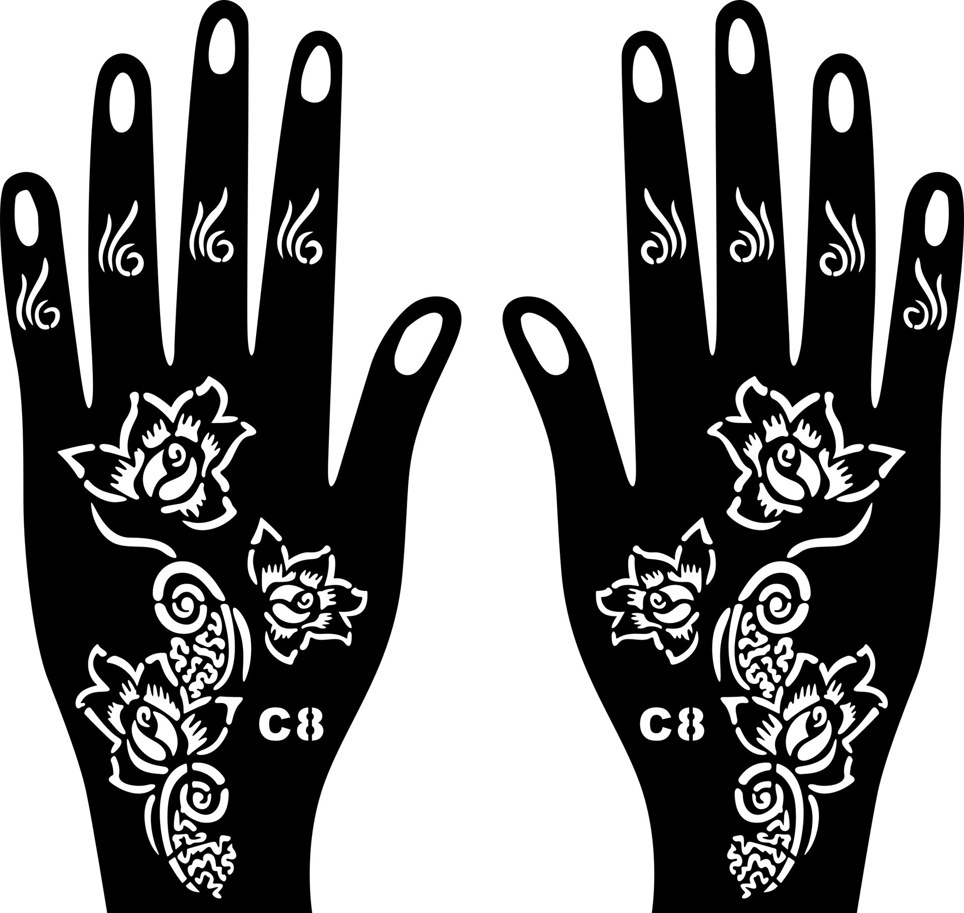 Dark Style Hand Tattoo Sticker Palm Tattoo Template Hand Simulation Temporary Sticker Beautiful Original Hand Tattoo