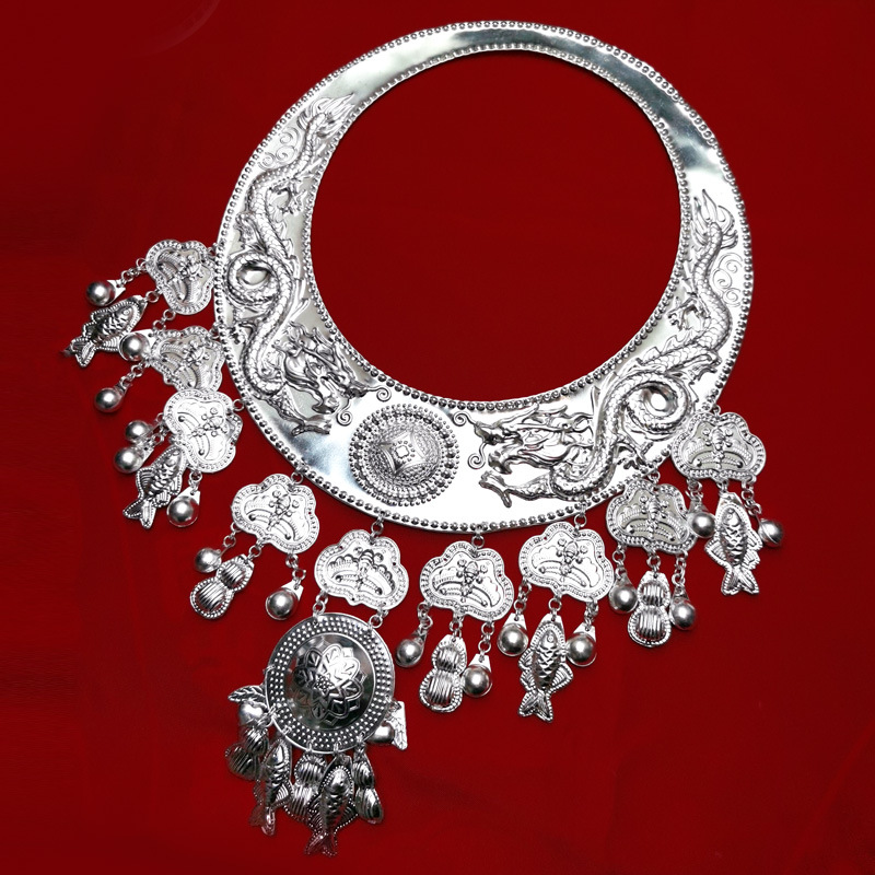 苗族项链侗族彝族土家族流苏写真儿童摄影项链苗银头饰帽子银饰