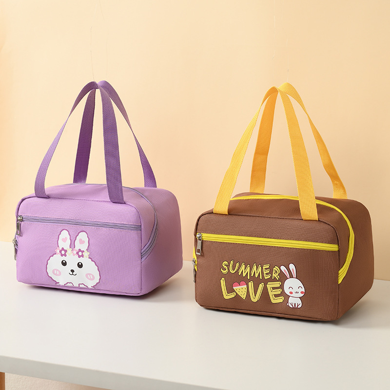 In Stock Long Portable Cartoon Insulated Bag Picnic Bag with Rice Cold Insulation Lunch Bag Insulation Oxford Cloth Thermal Bag