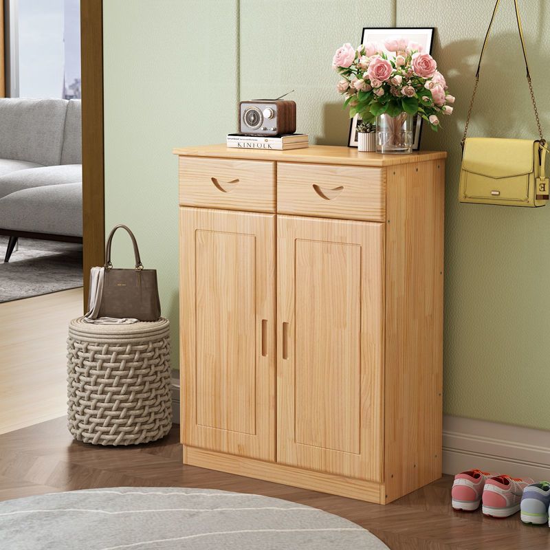 实木鞋柜家用门口大容量多功能组合储物柜两门三门收纳门厅柜鞋架