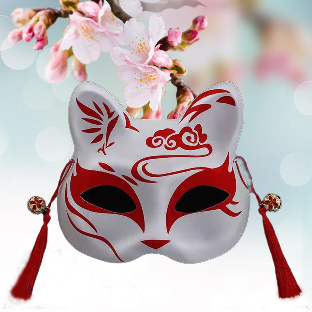 抖音同款半猫脸狐狸面具日式狐仙手绘狐狸面具酒吧舞会装扮面具女