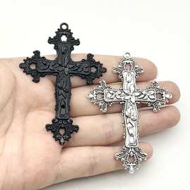 欧美热销复古DIY饰品配件锌合金花藤十字架吊坠挂件饰品配件