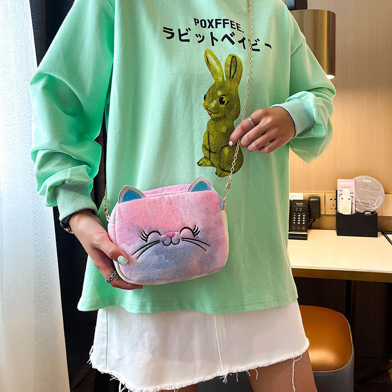 2021 Fashion Lovely Girl One Shoulder Messenger Bag Mini Contrast Color Ins Small Bag Cute Cat Women's Bag Summer New