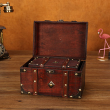 藏宝箱老式木箱子复古收纳盒带锁储物箱木质大号中式密码密室道具