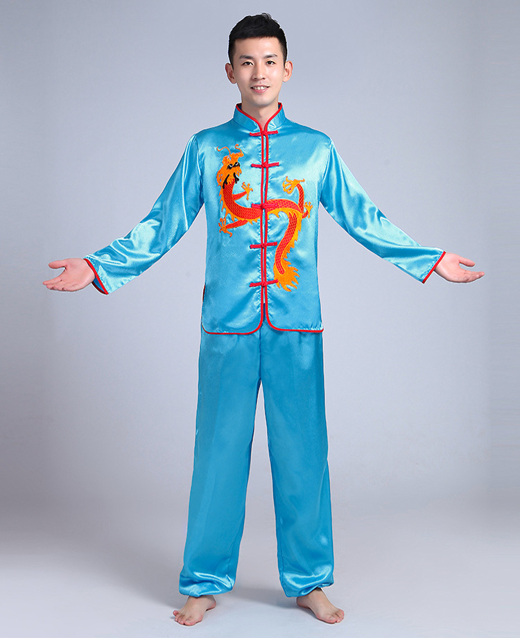 中老年秧歌服演出服男士成人2021新款锣鼓打鼓舞龙舞狮服装武术服