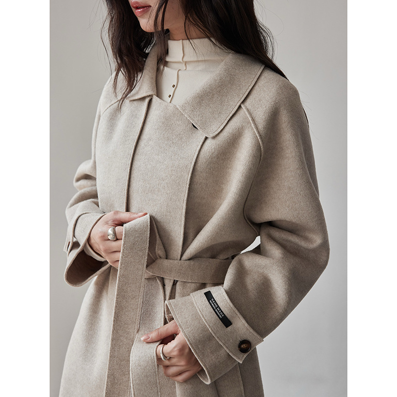 【巴塞尔暖冬双面呢】歌铭复古翻领毛呢外套女冬季新款大衣W692C