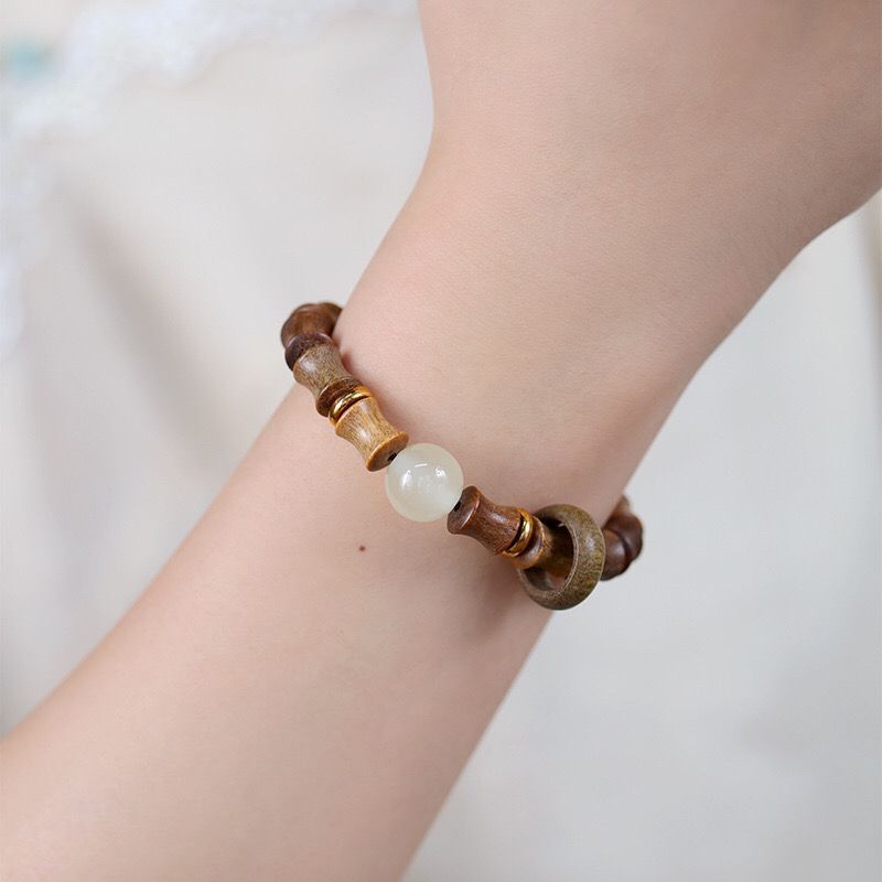 Natural Rosewood Bamboo Bracelet Vintage Single Circle Luminous Bracelet Ornament