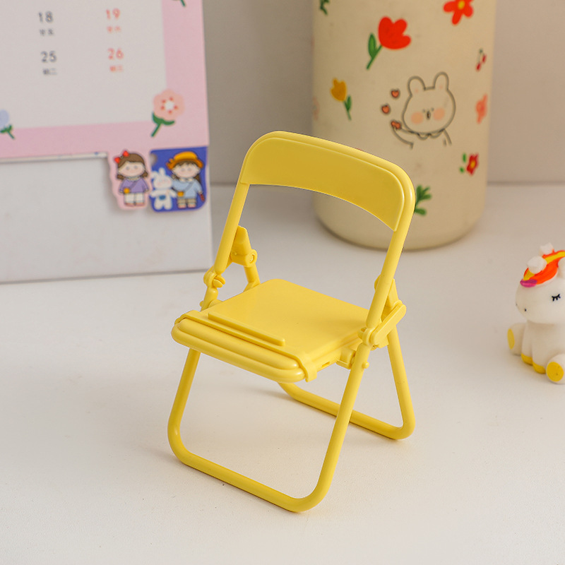 Creative Folding Chair Desktop Phone Holder Macaron Color Decoration Cute Ornaments Portable Lazy Bracket