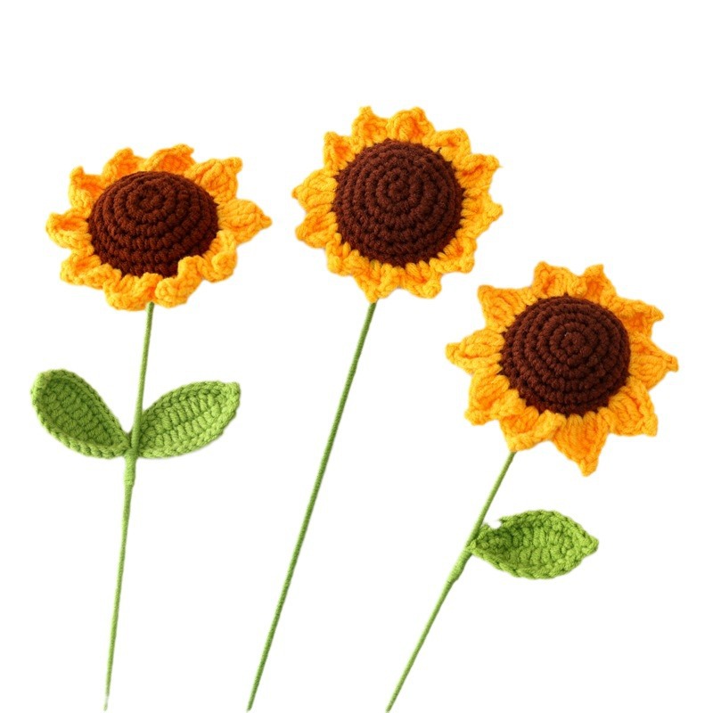 wool sunflower single finished hand-crocheted hand-woven sunflower crochet bouquet artificial flower