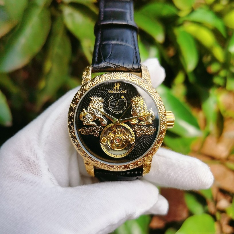 厂家直销双麒麟陀飞轮机械大盘男士腕表国产夜光复古全自动经典款