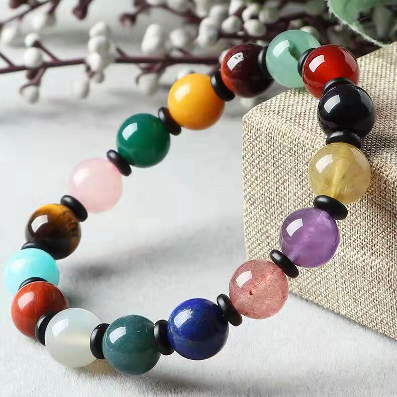 天然石多宝珠手链 七彩多宝珠女款时尚手串 地摊网红直播爆款礼品