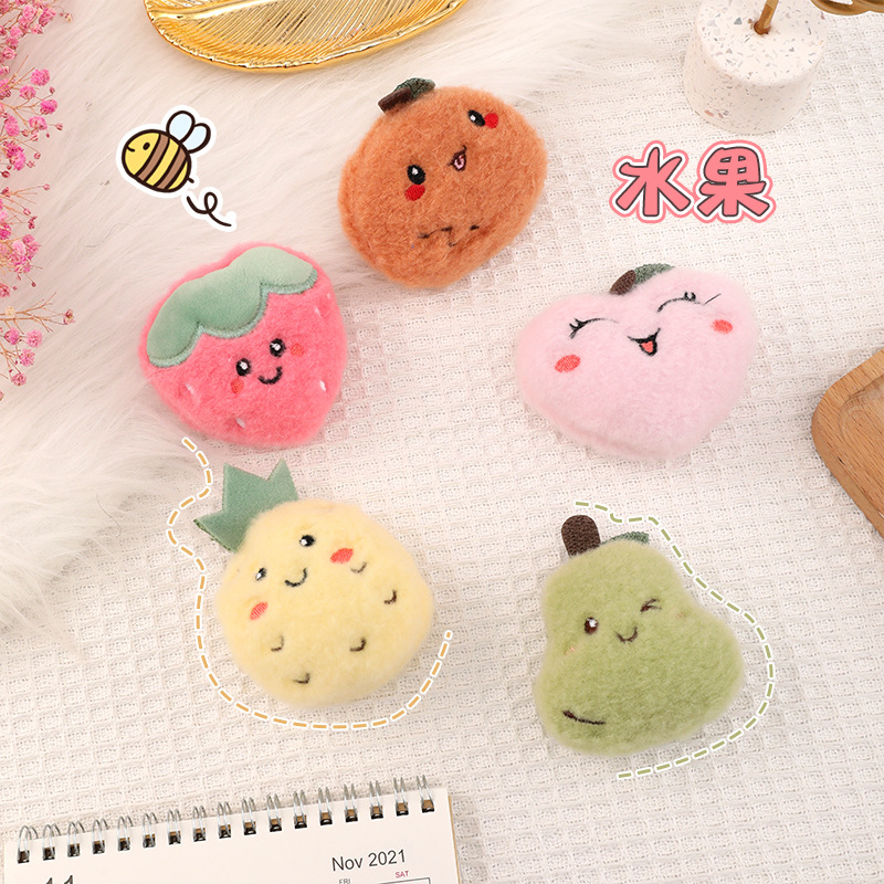 Korean Style Fruit Plush Brooch Cartoon Animal Ornament Accessories DIY Lovely Bag Pendant Japanese Ornament Accessories