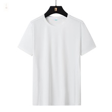 冰丝短袖t恤男士夏季薄款2024新款潮流宽松夏装半袖纯色圆领体恤