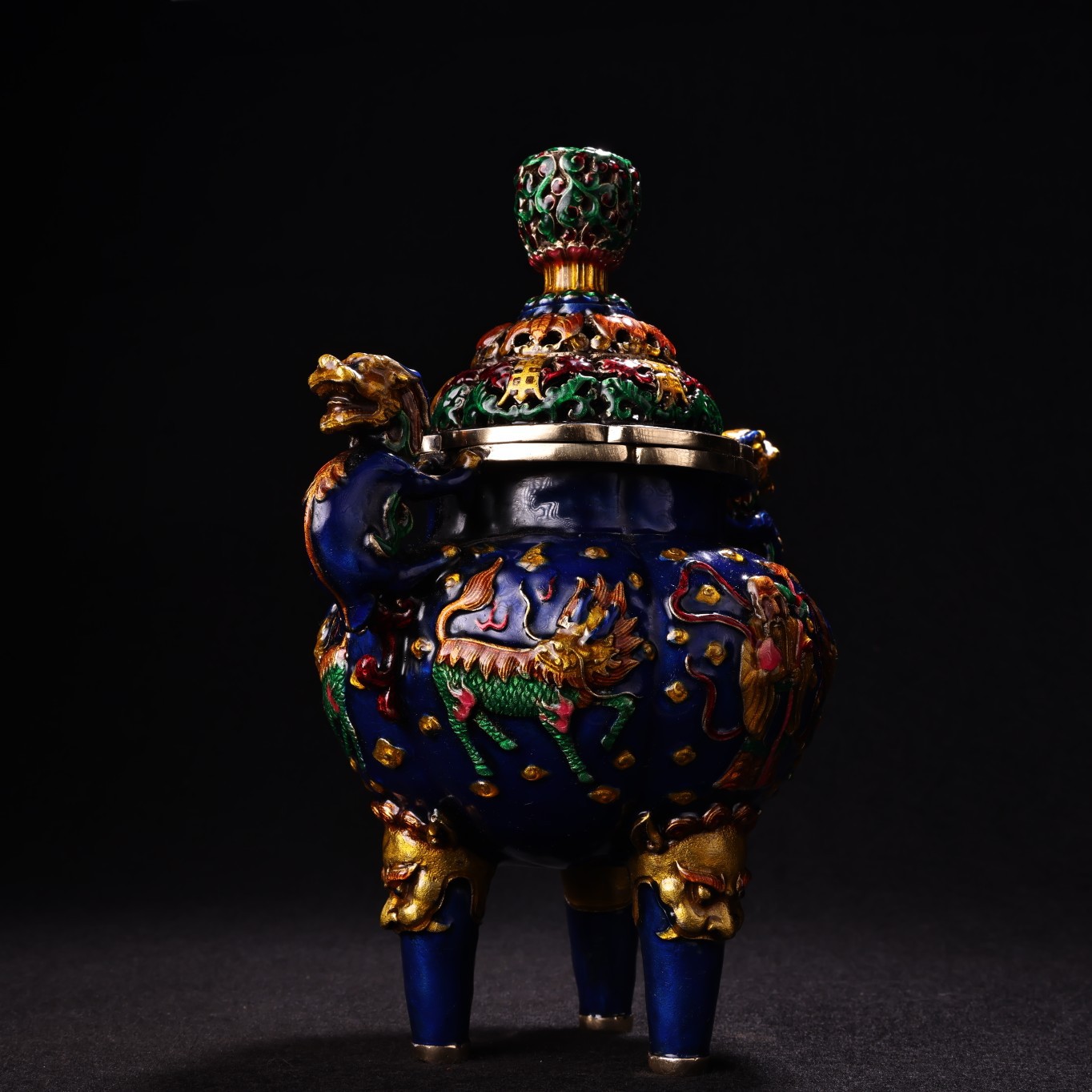 铜镶嵌景泰蓝 珐琅彩工艺福禄寿熏香炉 家居装饰工艺品 古玩批发