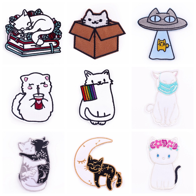 厂家直销卡通猫刺绣儿童外贸可爱刺绣布贴diy服装服饰熨烫补丁贴
