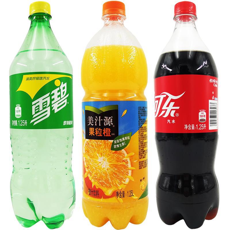 可口雪碧美汁源果粒橙125l升大瓶装整箱混合批碳酸饮料可乐无糖