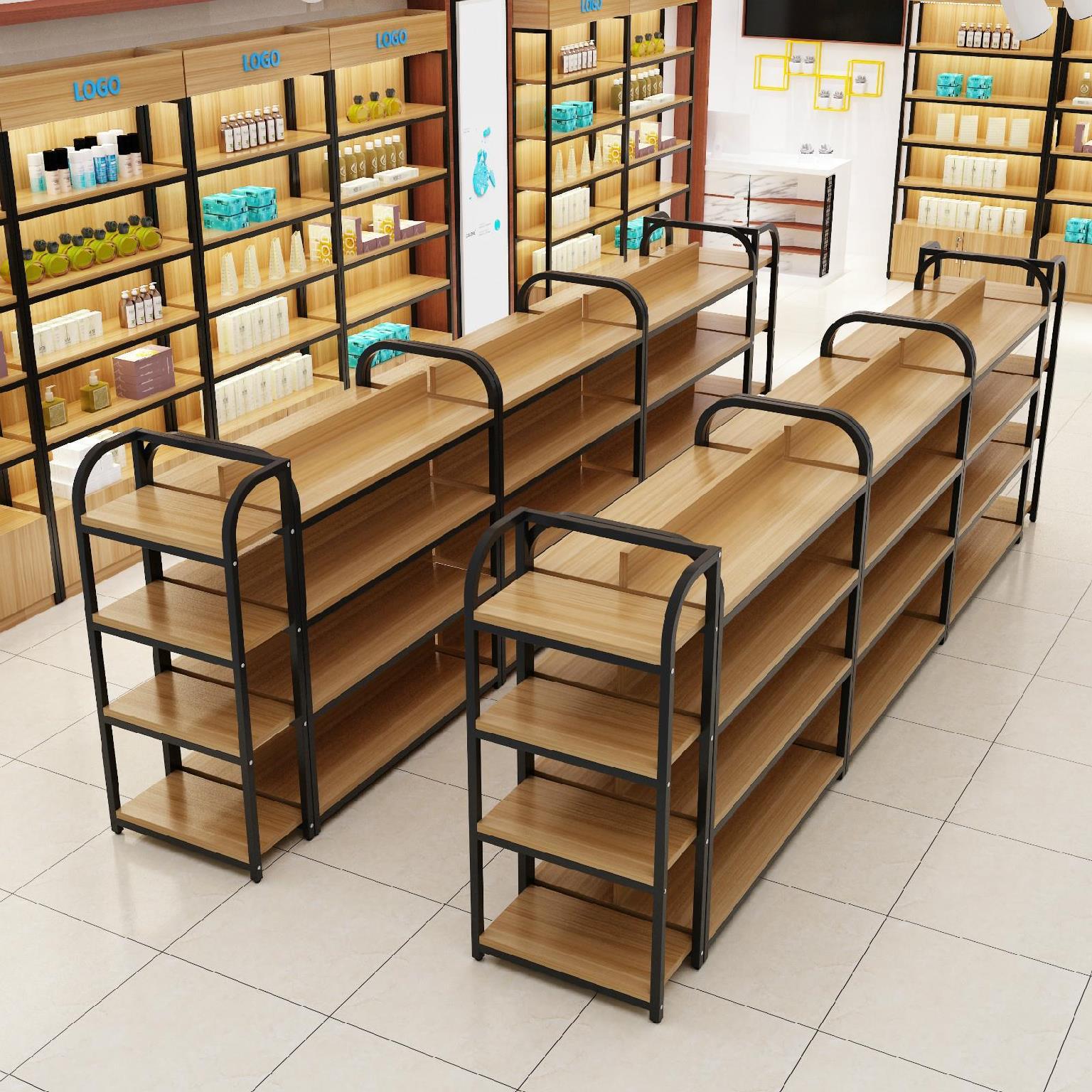 中岛展示柜商场货架零食饰品挂钩架手机配件展架中岛架双面展示架