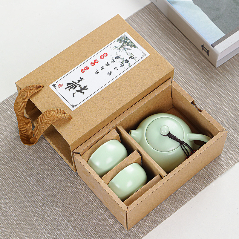 Ding Ware Travel Tea Set Dehua Portable Tea Set Sets Outdoor Souvenirs Mid-Autumn Festival Gifts Can Be Printed Logo