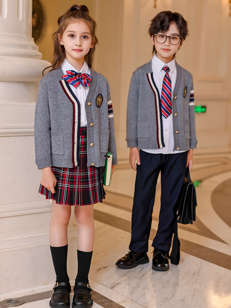 小学生校服春秋装毛衣开衫套装班服儿童款幼儿园园服针织衫英伦风