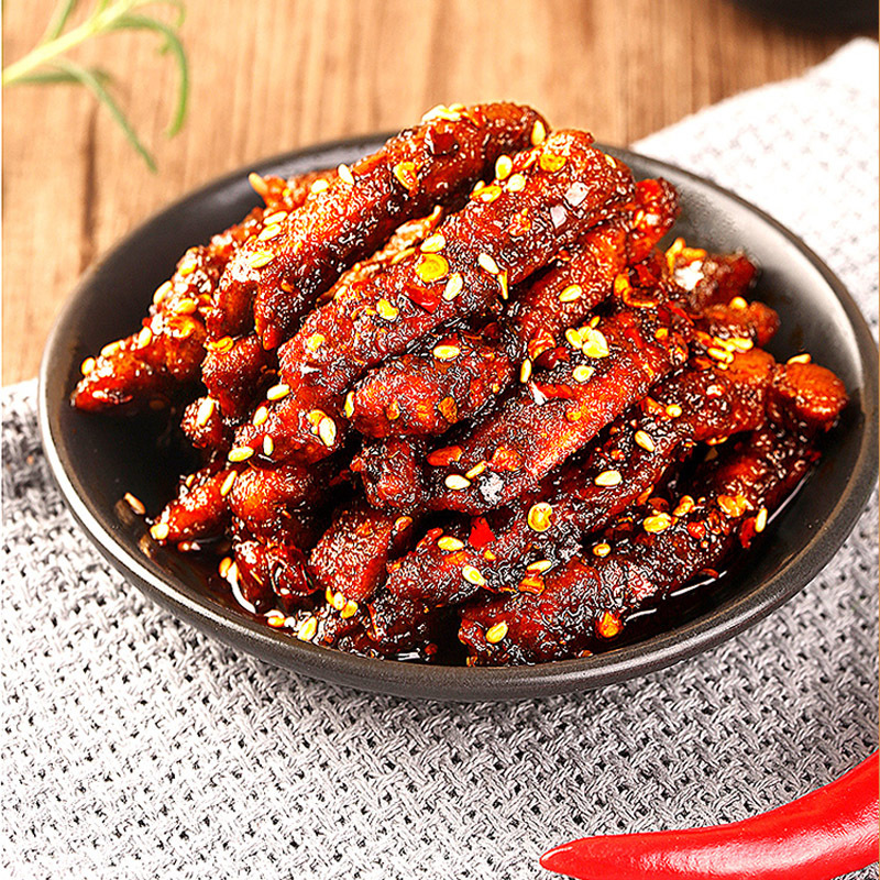 百草味麻辣手撕鸭肉条110g卤味鸭肉类零食即食川香鸭子肉熟食小吃