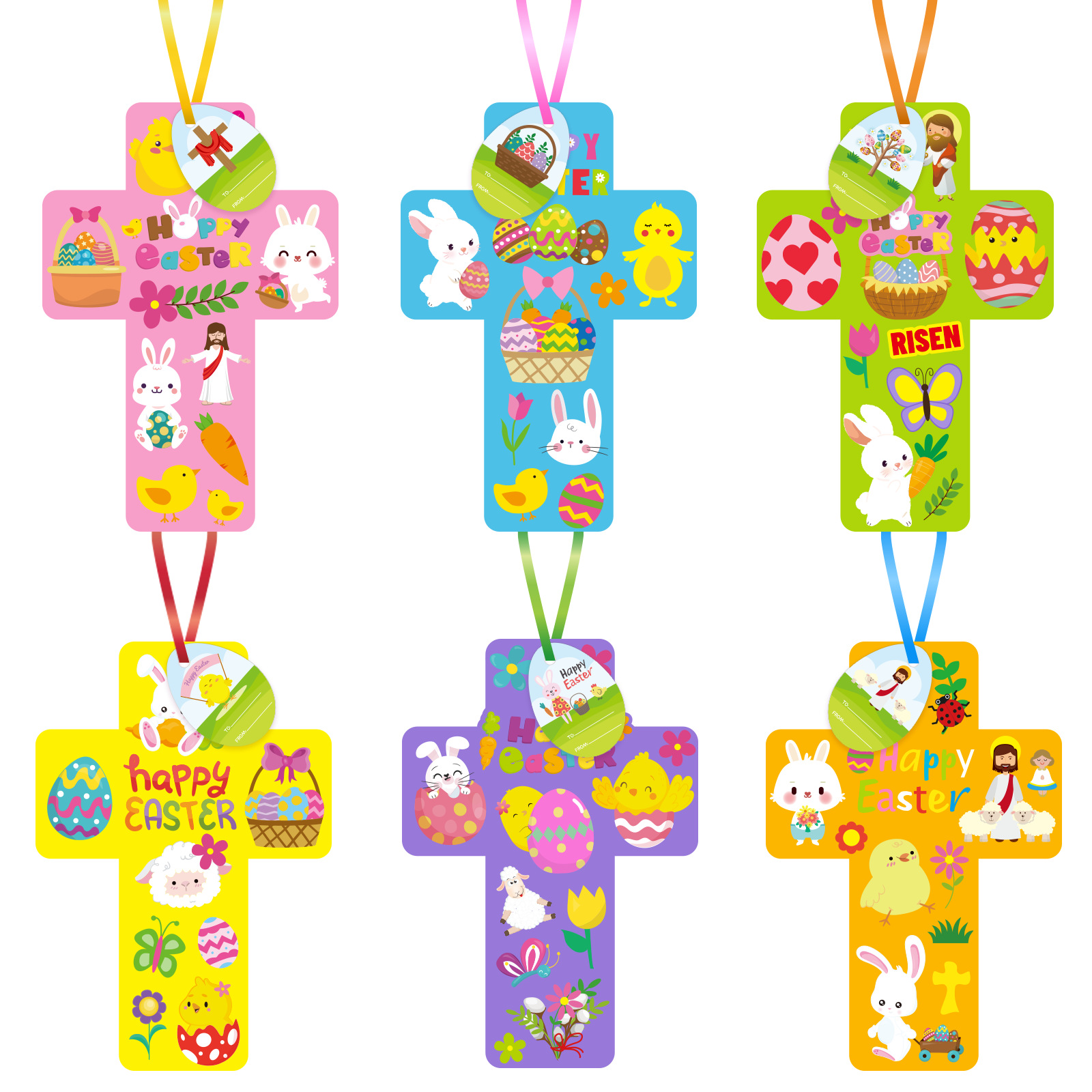 2024新款 儿童复活节手工diy场景卡片贴 彩蛋装饰工艺礼品套装