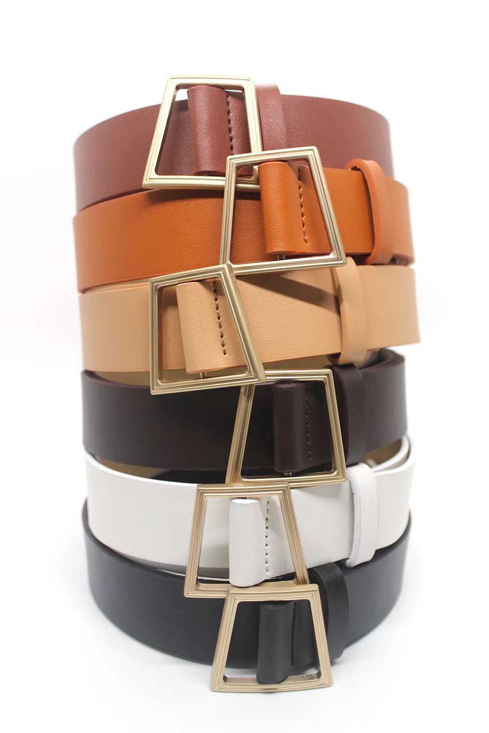 女士无针腰带时尚风衣佩带女宽韩版平滑梯形扣装饰皮带