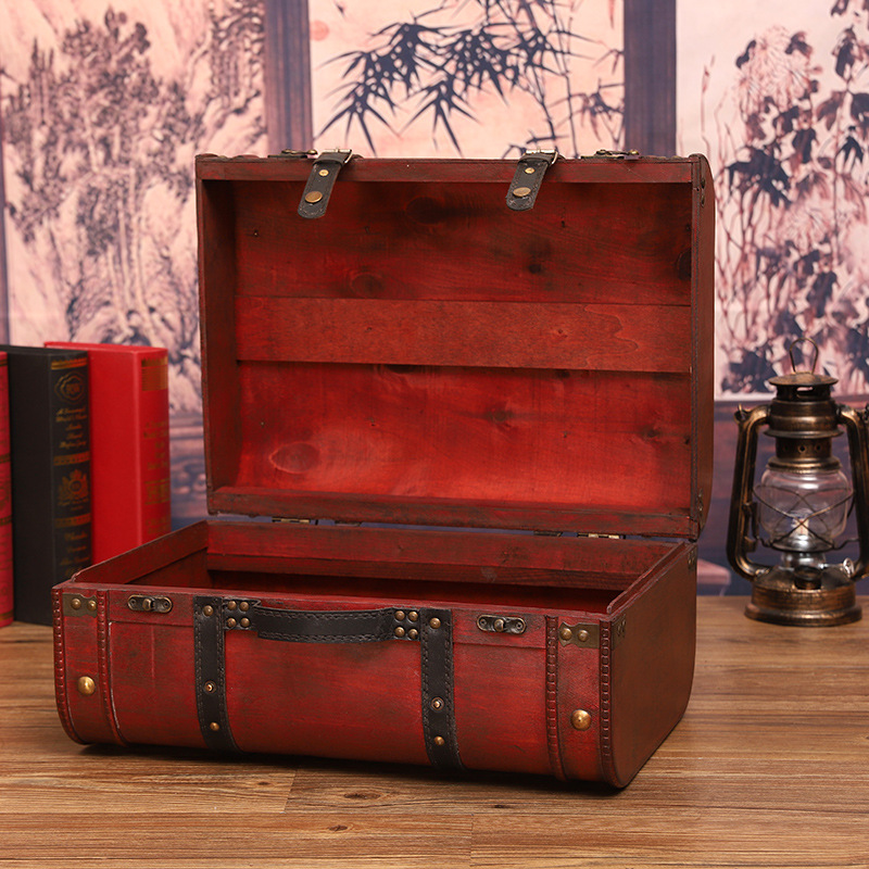 仿古风手提箱老式木质民国皮箱橱窗陈列摆件拍照摄影道具箱木箱子