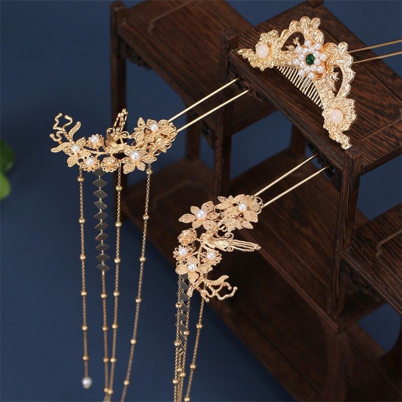 汉服配饰品发冠古装头饰女发饰古风发梳流苏发钗仙气女套装步摇