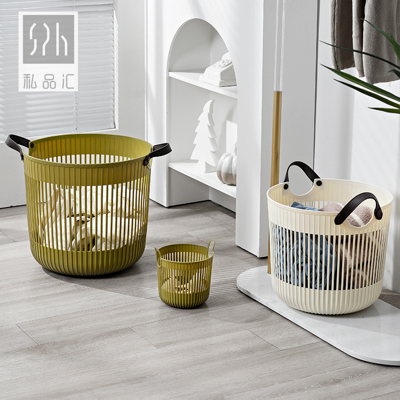 Roman Pattern Plastic Laundry Basket Large Capacity Portable Storage Basket Clothes Basket Household Hollow Toys Storage Basket