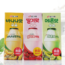 韩国进口 宾格瑞草莓/哈密瓜/香蕉牛奶饮料 200ml*24盒