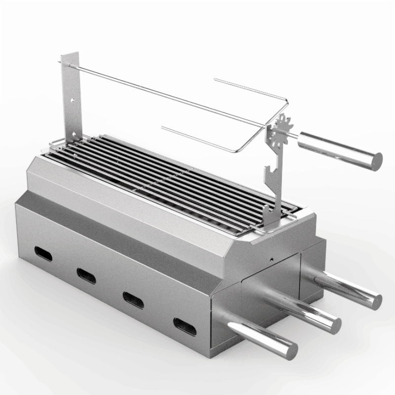 Zibo BBQ Grill Stainless Steel Smokeless Skewers a Leg of Mutton Barbecue Grill Barbecue Shop Commercial Smokeless Carbon Roast