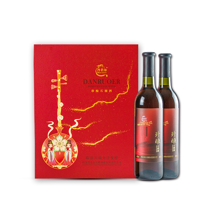 月销千件半甜双支石榴酒,临潼石榴纯汁发酵750ml*2