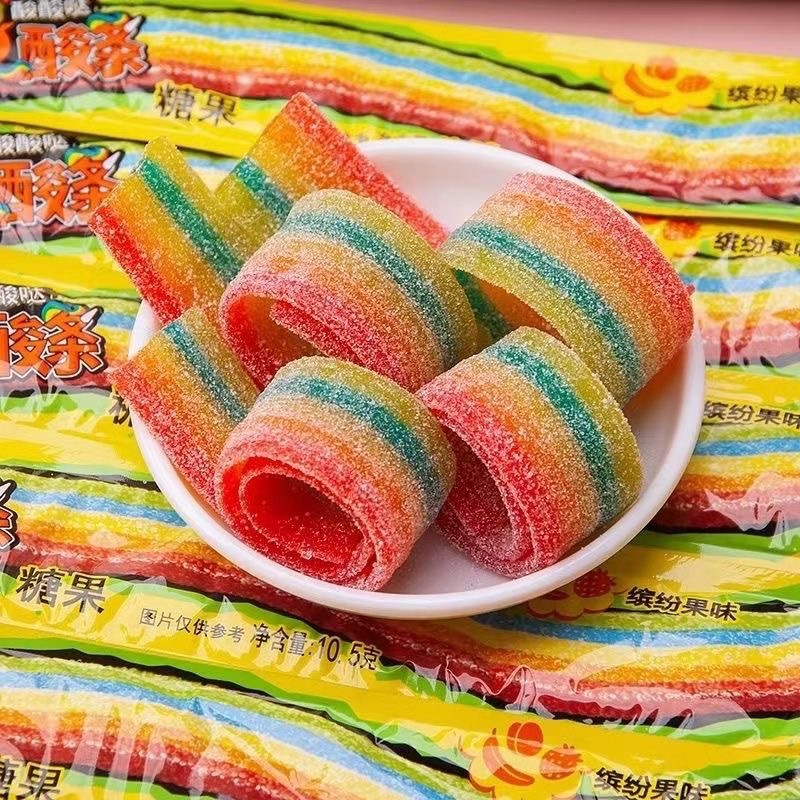 阿尔卑斯珍宝珠酸条糖果软糖酸甜果汁长条彩虹橡皮糖儿童节小零食